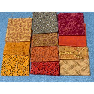 Quilters Stash 11-Piece Orange & Red Cotton Fabric Squares For Sewing & Crafts